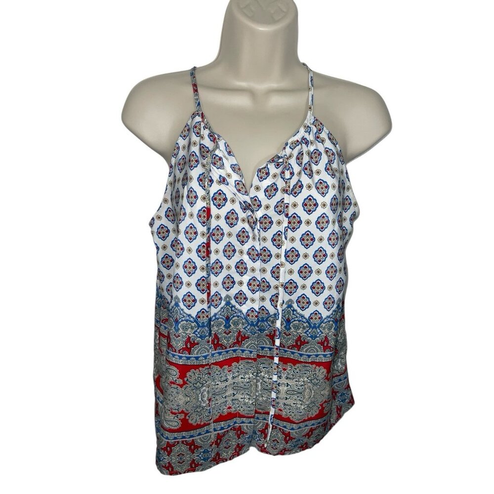 COLLECTIVE CONCEPTS Women's Size Small Red White Blue Button Up Blouse